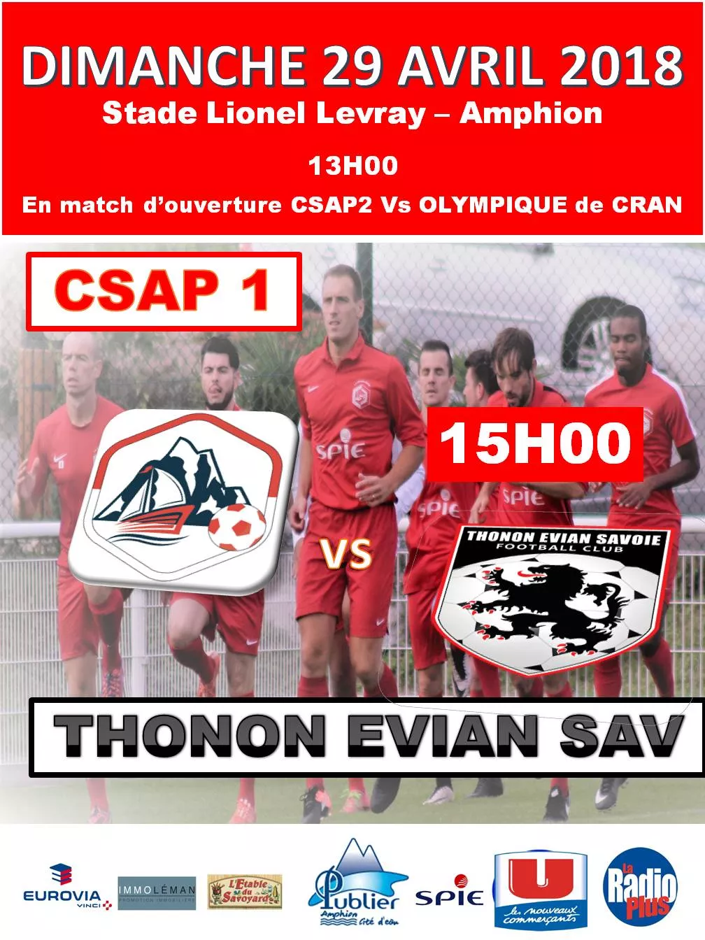 PARTENAIRE - Amphion : football, le C.S.Amphion-Publier 1 contre Thonon-Evian-Savoie 1