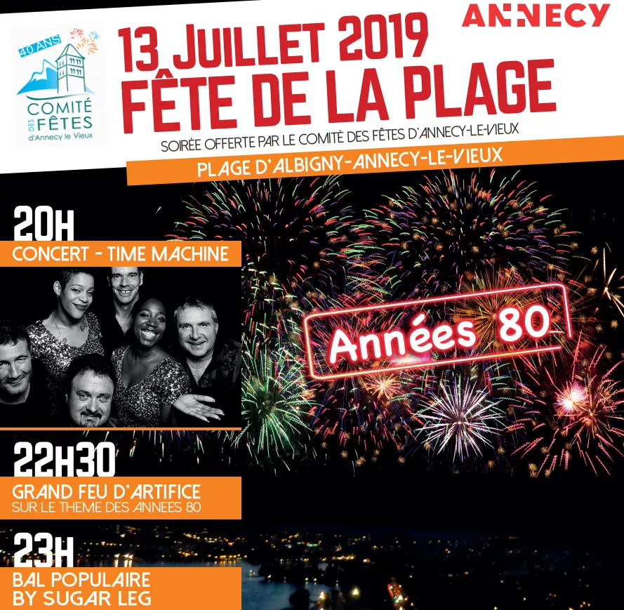 Annecy-le-Vieux - fête de la plage avec grand feu d'artifice