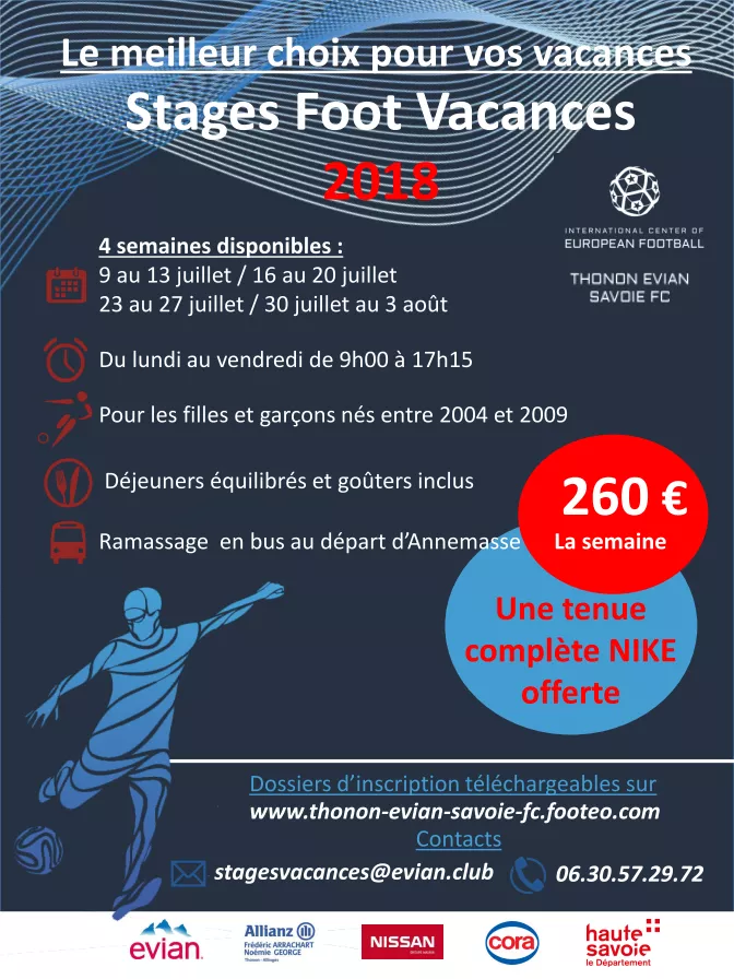 Publier - stage de football 2018 avec le Thonon-Evian-Savoie F.C.