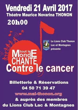 Grand spectacle de chansons françaises "Tout le monde chante contre le cancer" à Thonon