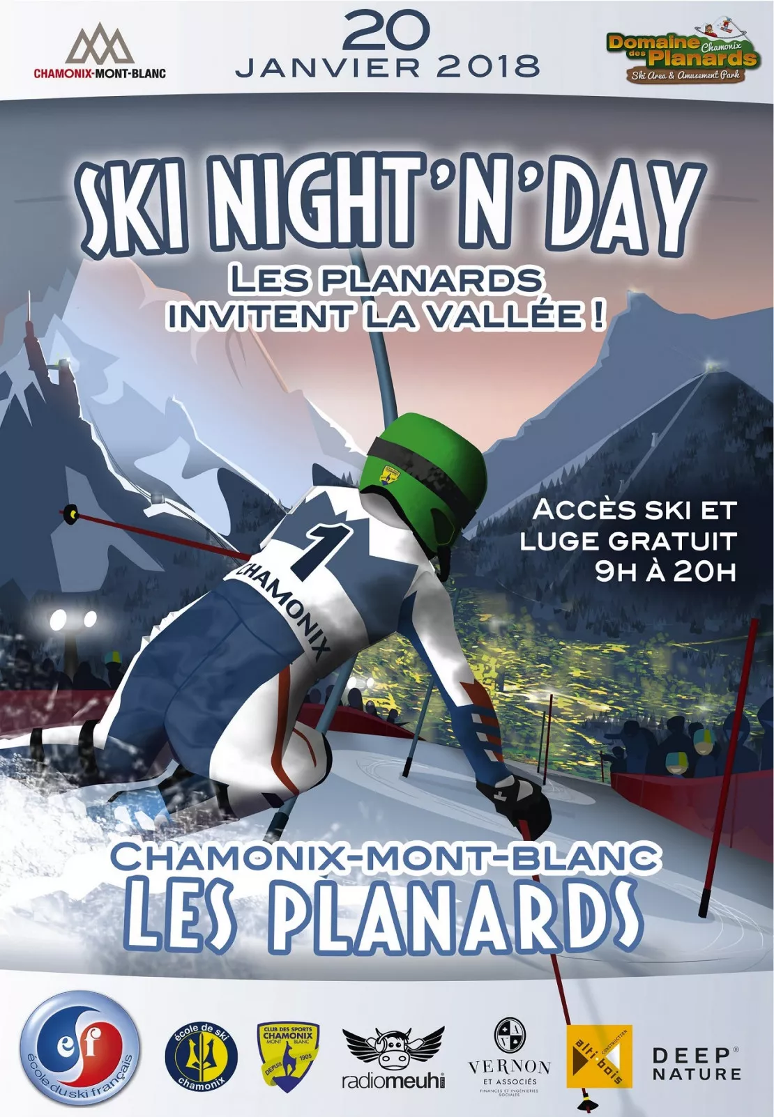 Samedi 20 janvier 2017 : invitation pour tous ski et luge gratuit de 9h à 20h aux Planards (Chamonix)