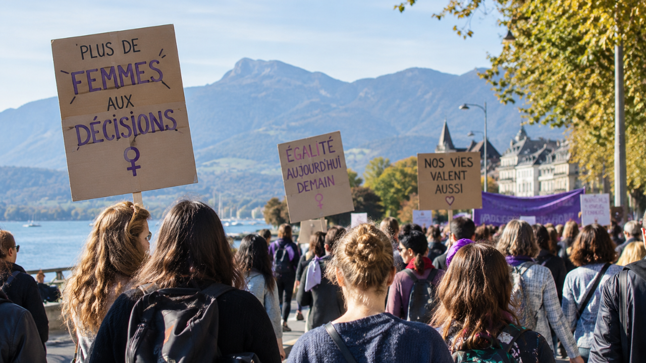 &Agrave; Annecy, une mobilisation f&eacute;ministe r&eacute;clame une meilleure place pour les femmes dans la soci&eacute;t&eacute;