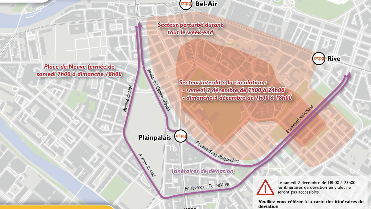 Des perturbations à prévoir dans le centre de Genève ce week-end