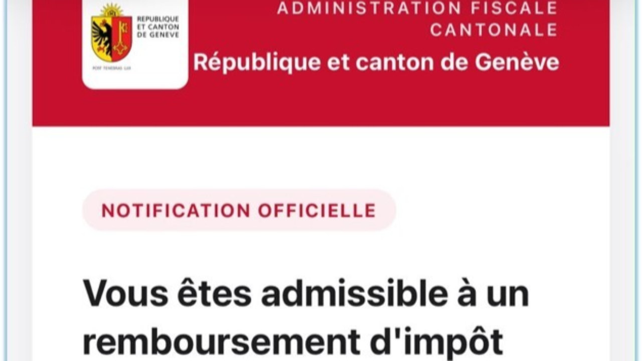 Genève : Le Canton alerte sur de faux mails de l'administration fiscale Genève : Le Canton alerte sur de faux mails de l'administration fiscale