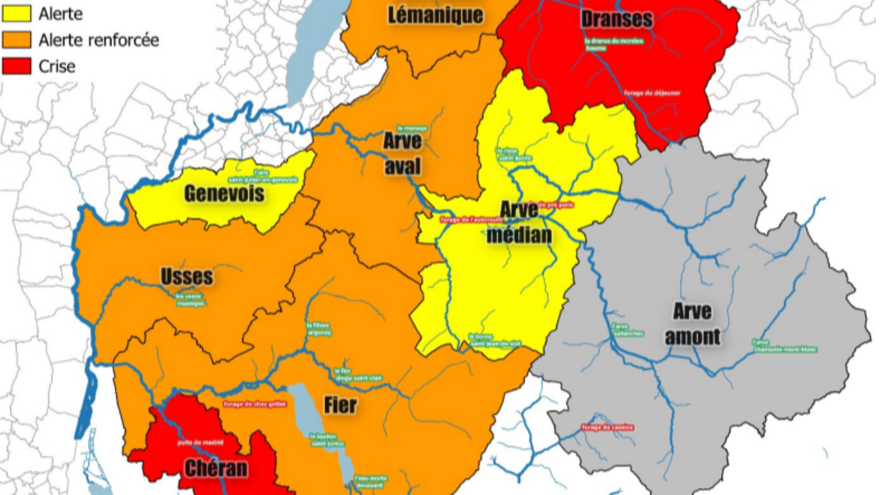 Haute-Savoie : alerte s&eacute;cheresse maximale dans les Dranses et le Ch&eacute;ran
