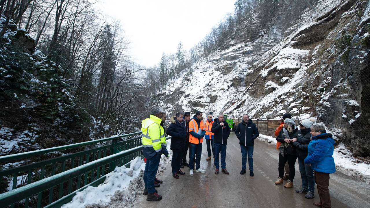 RD 22 Thonon/Vallée d'Abondance : visite de fin de travaux de sécurisation avant réouverture de la route (interview)