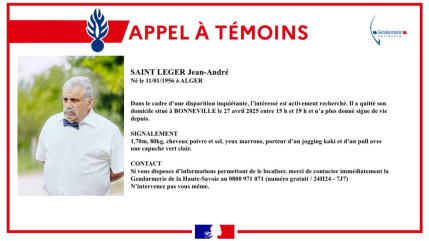 Bonneville: un homme porté disparu depuis dimanche Bonneville: un homme porté disparu depuis dimanche