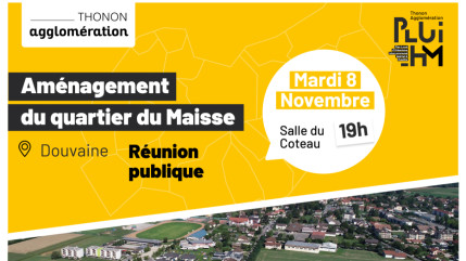 Une réunion publique, mardi 8 novembre à Douvaine, autour de l’aménagement futur du secteur du Maisse Une réunion publique, mardi 8 novembre à Douvaine, autour de l’aménagement futur du secteur du Maisse