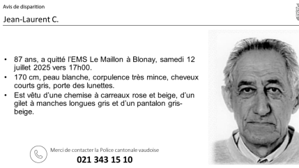 Vaud : Disparition de Jean-Louis C. à Blonay